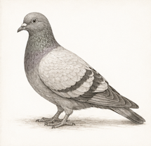 Pencil illustration of a Pigeon